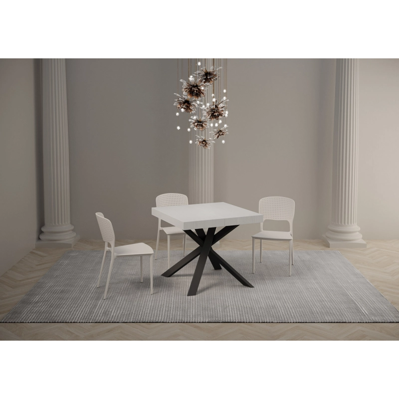 Tavolo allungabile 90x90/194 cm Clerk Premium - gambe Antracite - Bianco Frassino