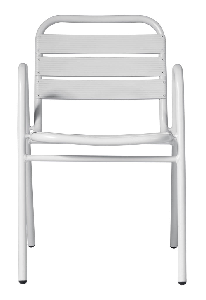 Cheonda - Sedia Calipso Contract - Alluminio Con Braccioli - Impilabile - Tubo Ø 25 Mm X 1,8 Mm - Colore Bianco