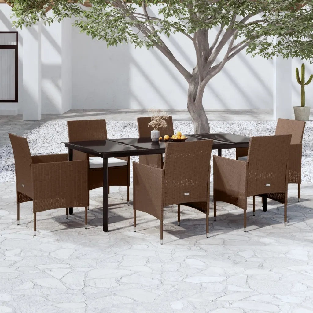 Set da Pranzo da Giardino 7 pz con Cuscini Marrone e Nero cod mxl 44575