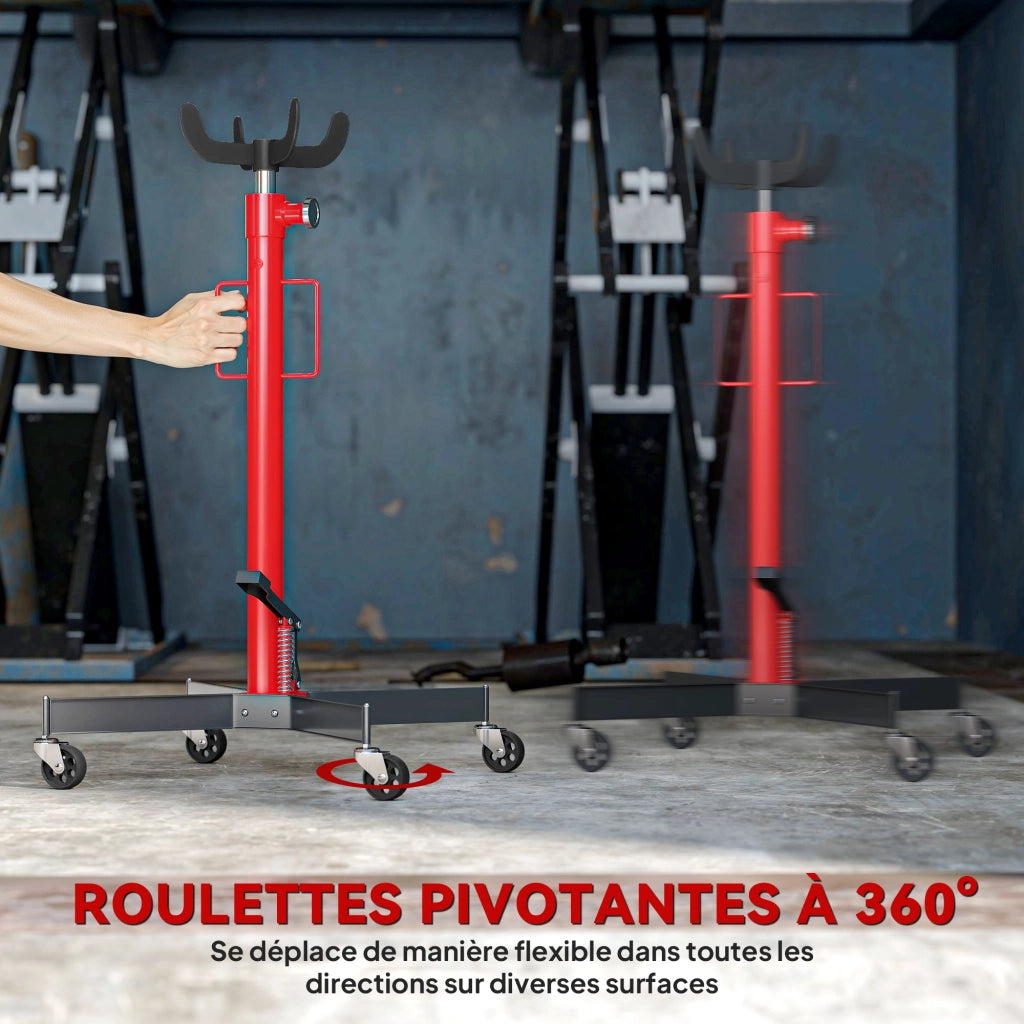 Cric Idraulico 500 kg con Ruote Pivotanti ¨C Zephmum ¨C Rosso 58x58x110-191.5 cm