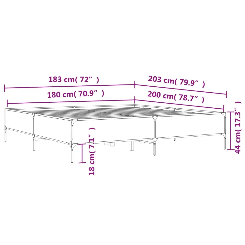 Giroletto-Struttura Letto Rovere Marrone 180x200cm in Legno Multistrato Metallo 955880