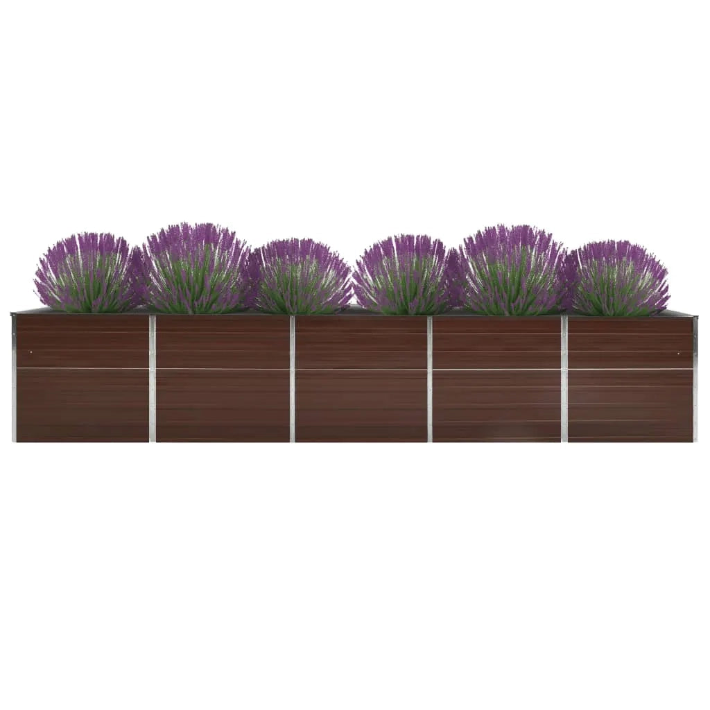 Fioriere | Cassetta per fiori | Letto Rialzato in Acciaio Zincato 400x80x77 cm Marrone