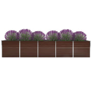 Fioriere | Cassetta per fiori | Letto Rialzato in Acciaio Zincato 400x80x77 cm Marrone
