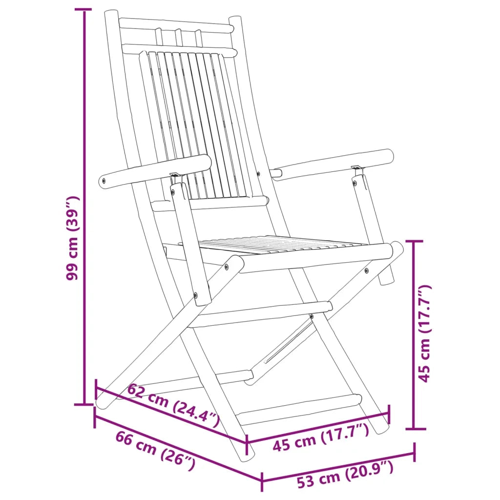 Sedie da Giardino Pieghevoli 8 pz 53x66x99 cm in Bambù 3278516