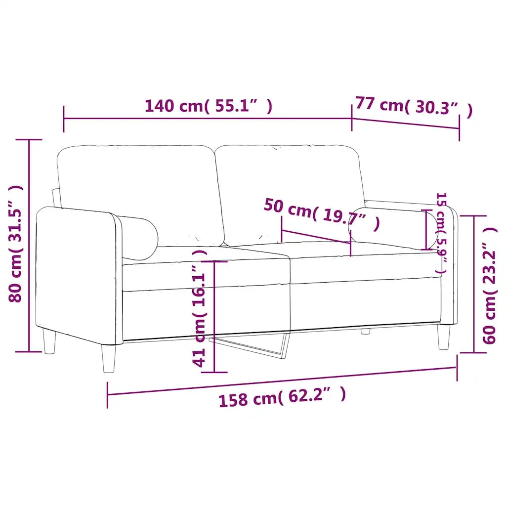 Divano a 2 Posti con Cuscini-Sofa 2 Posti con Cuscini Blu 140 cm in Velluto 110943