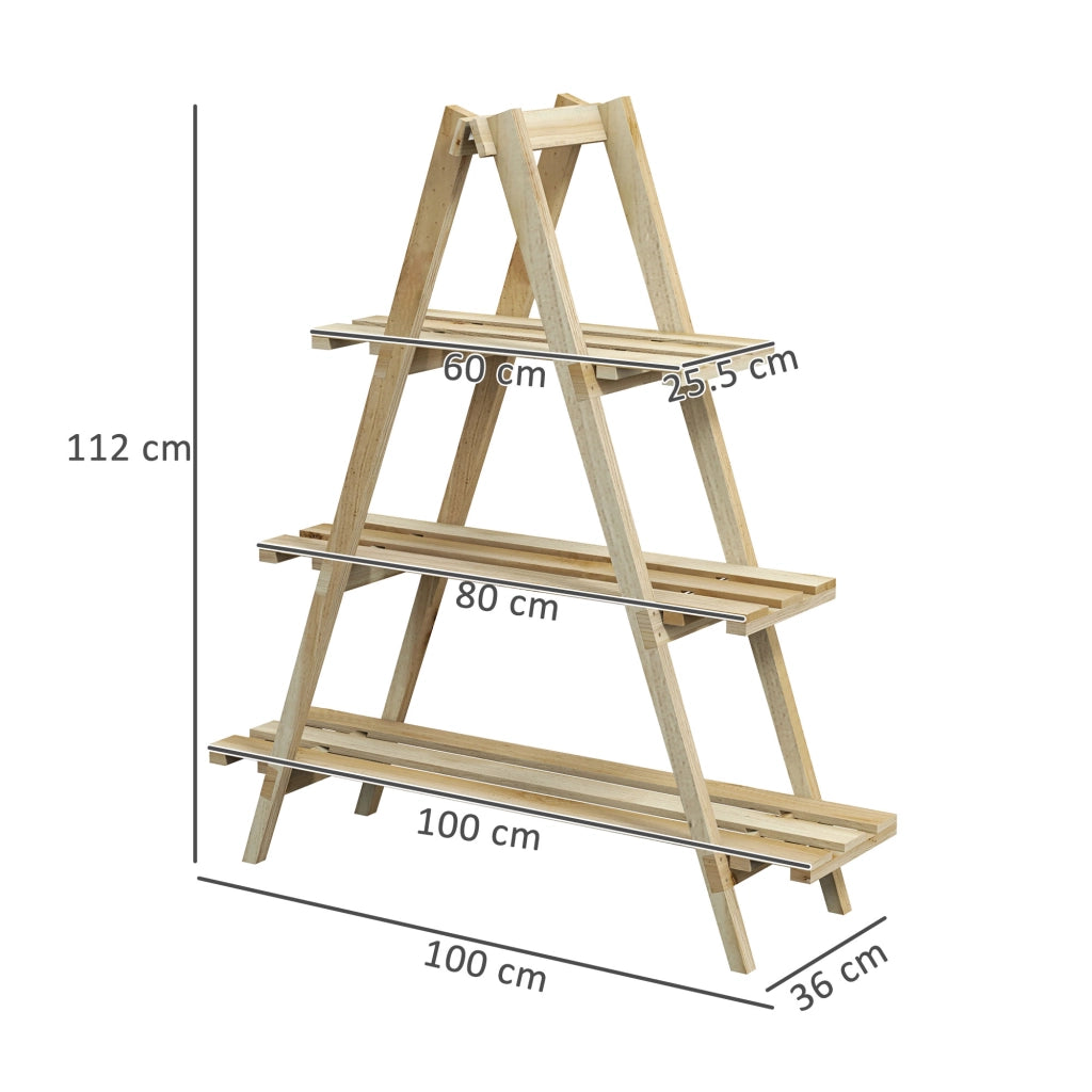 Portapiante a Doghe 3 Livelli ¨C zephmum ¨C Legno Abete 100x36x112 cm