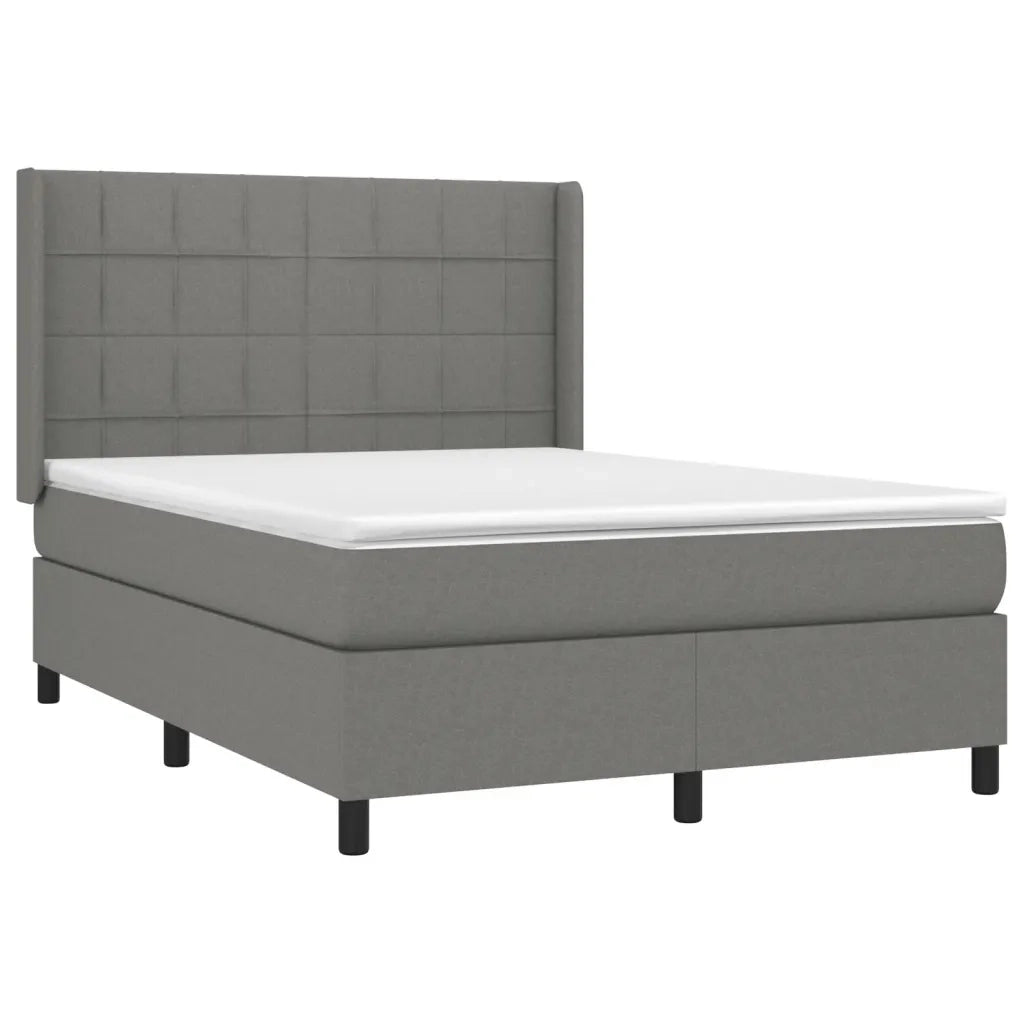 Giroletto a Molle con Materasso Grigio Scuro 140x190 cm Tessuto 3131426