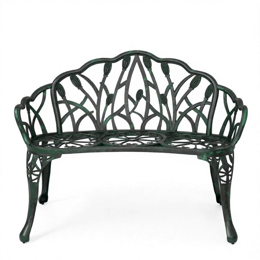 PANCHINA da giardino 99x57x78 cm in alluminio verde