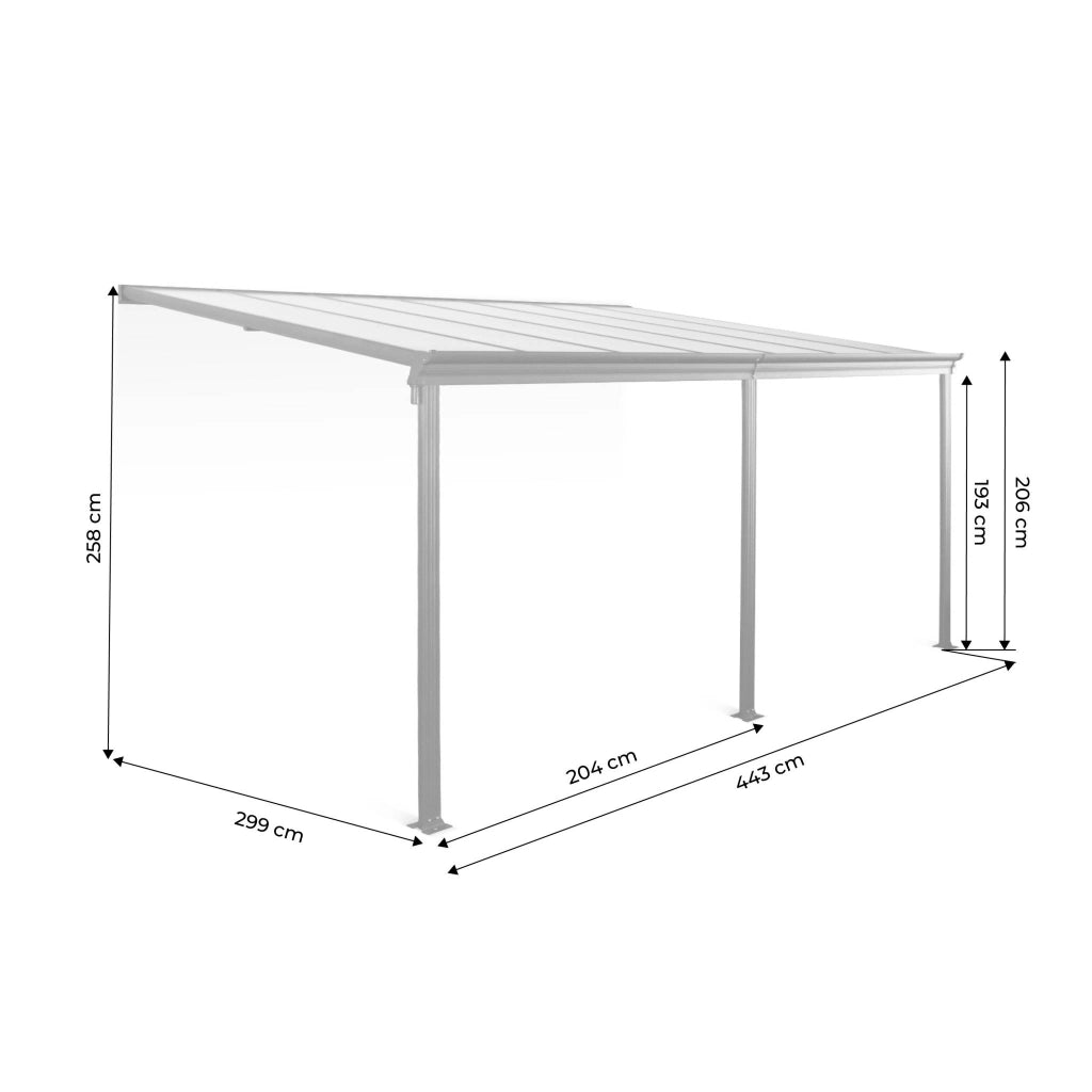 Pergola a parete struttura in alluminio 3x4 m  con grondaia, antracite