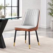 Sedia da pranzo con schienale ergonomico in PU e gambe in metallo nero