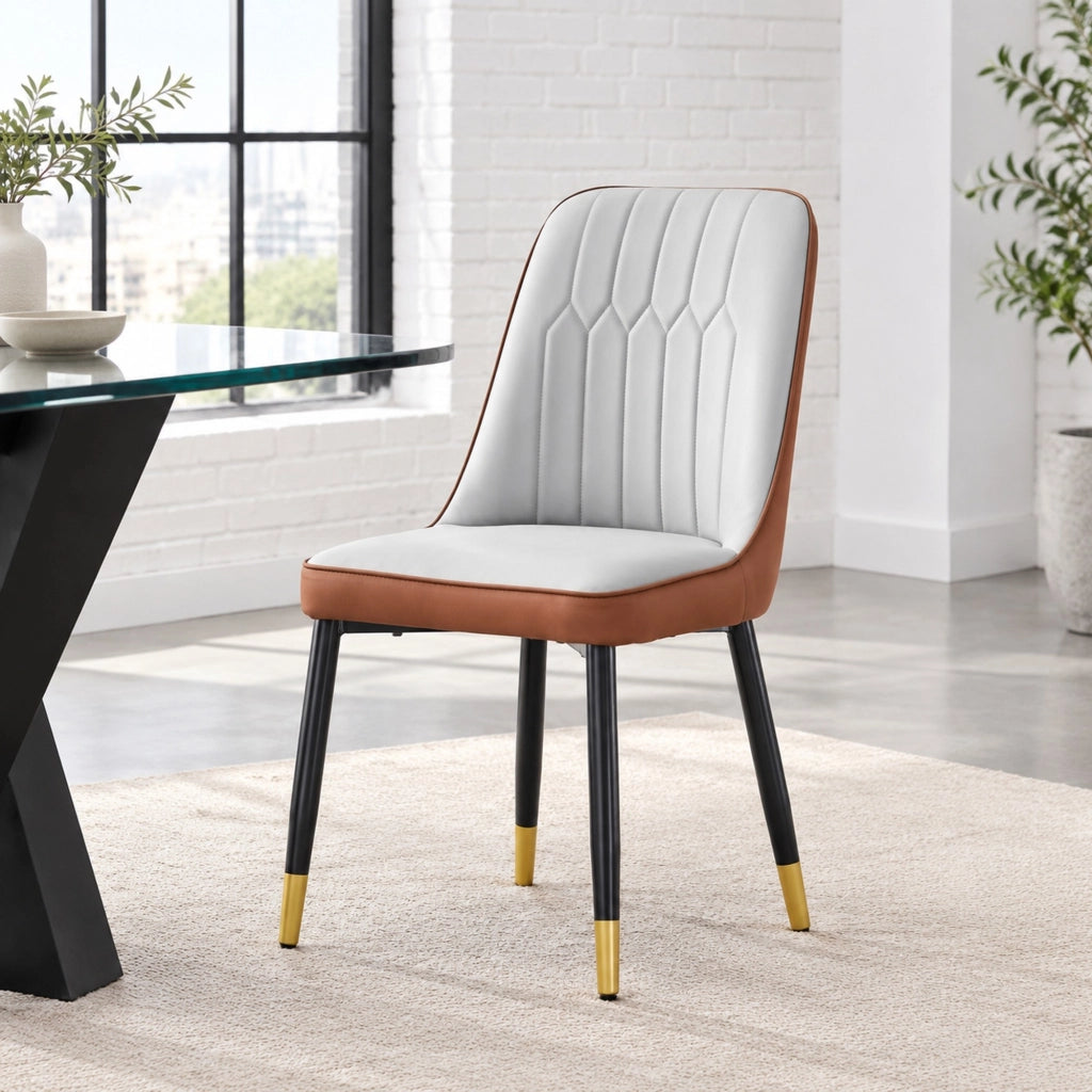 Sedia da pranzo con schienale ergonomico in PU e gambe in metallo nero