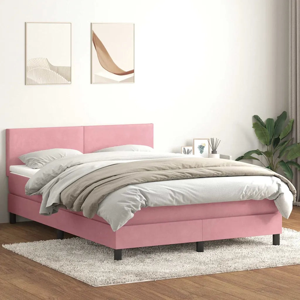 Letto a Molle con Materasso e LED Rosa 140x210 cm in Velluto 3316694
