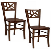 Sedie sala da pranzo Sissy set da 2 in legno noce scuro con seduta in massello