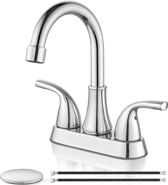 Wastafierro per bagno 4 pollici Centerset in cromatura con 360° Rotazione del rubinetto di scarico