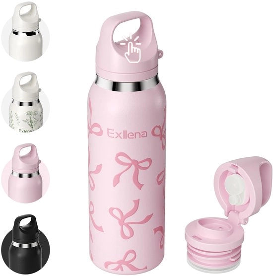 Fles da drinko 650 ml, tappo a vitezza unico e maniglia, acciaio inossidabile di alta qualità 316, flacone termos per bevande contenenti anidride carbonica, impermeabile, privo di BPA, flacone da sport, ufficio (stir).