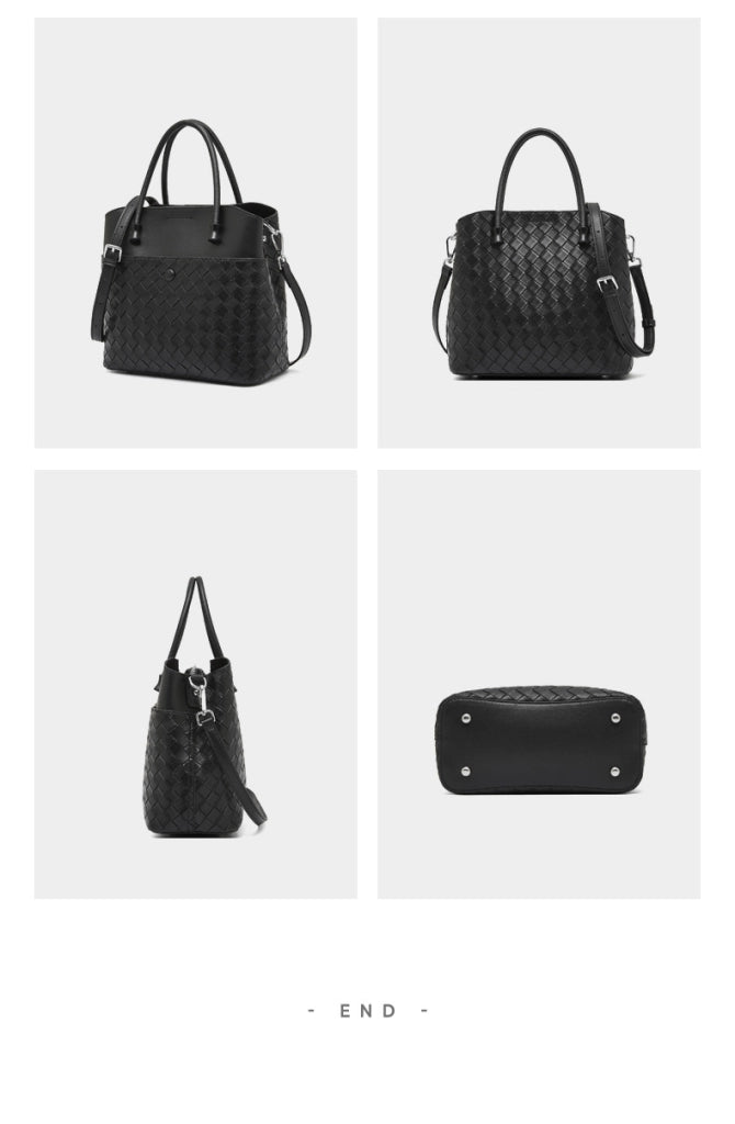 Borsa a mano in pelle resistente al tempo, borsa in pelle da donna - Borsa con manico superiore - Borsa tote nera