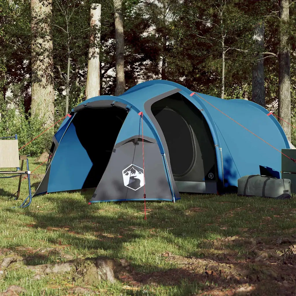 Tenda da Campeggio a Tunnel per 2 Persone Blu Impermeabile 94387