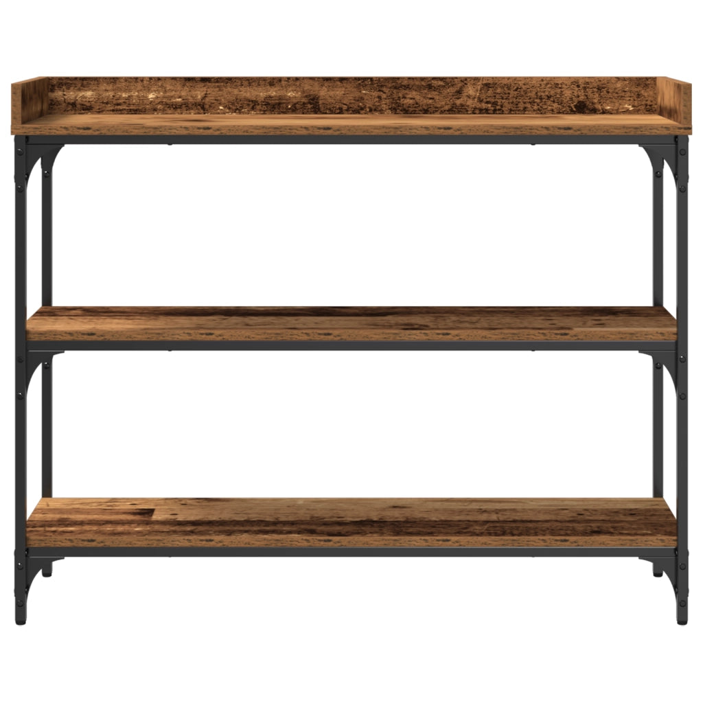 Console Table in Legno Antico 100x30x80 cm in Legno Ingegnerizzato e Acciaio