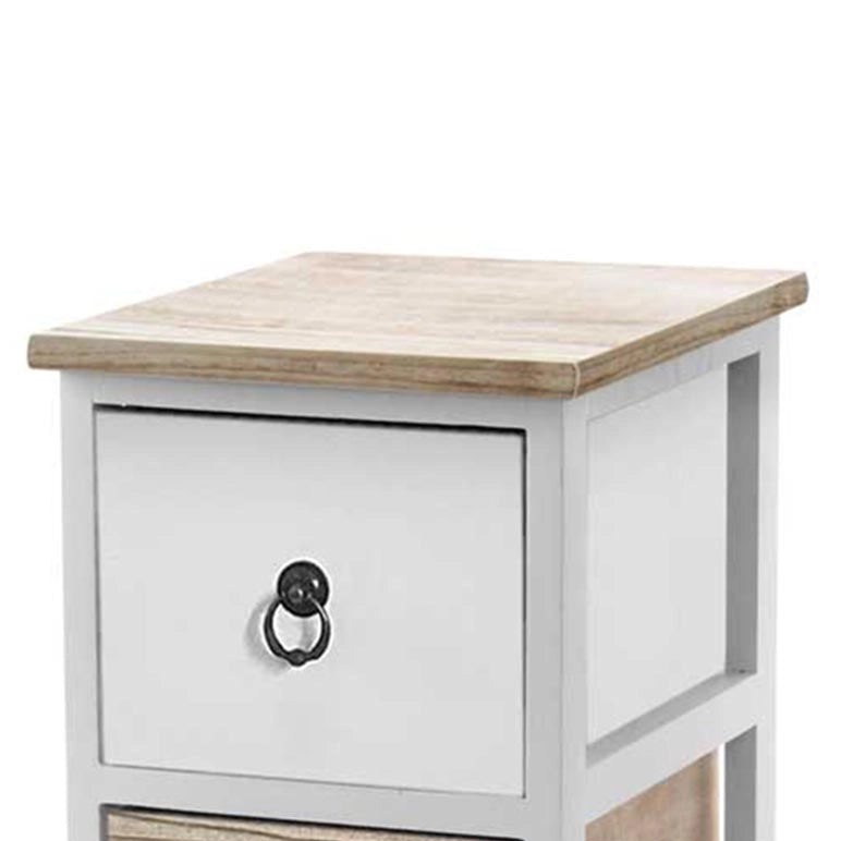 CASSETTIERA IN LEGNO CON 2 CASSETTI COLORE BIANCO E NATURALE 26 X 32 X 46 CM