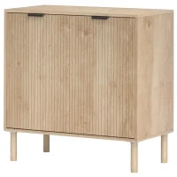 Mobile Contenitore in Legno a 2 Livelli con Ripiano Regolabile su 3 Livelli, 78x40x77.5 cm, color Rovere