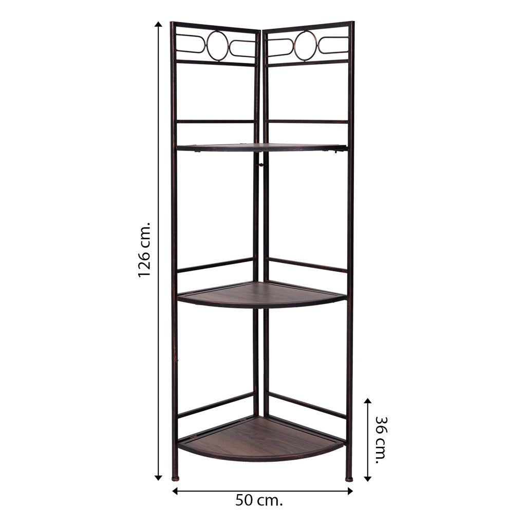 Scaffale angolare in legno nero e metallo 50x36x126h