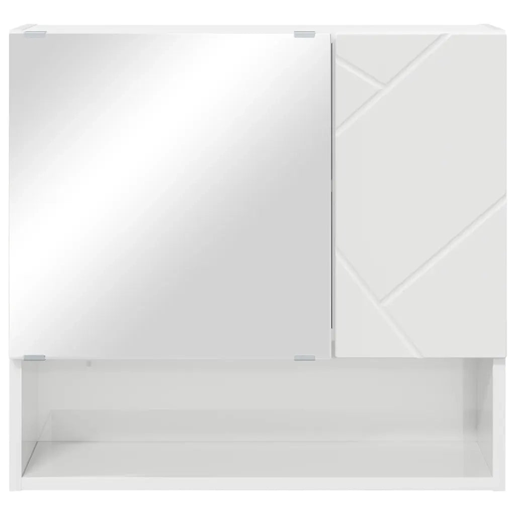 Mobiletto per specchio con porta Bianco Lucido 59 x 17 x 55 cm