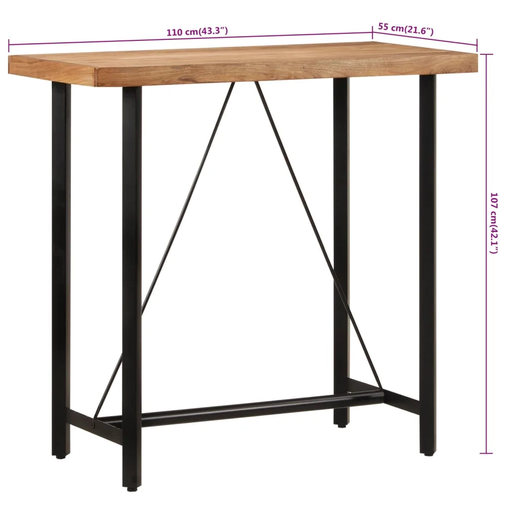 Tavolino da Bar 110x55x107cm Legno Massello di Acacia e Ferro 356370