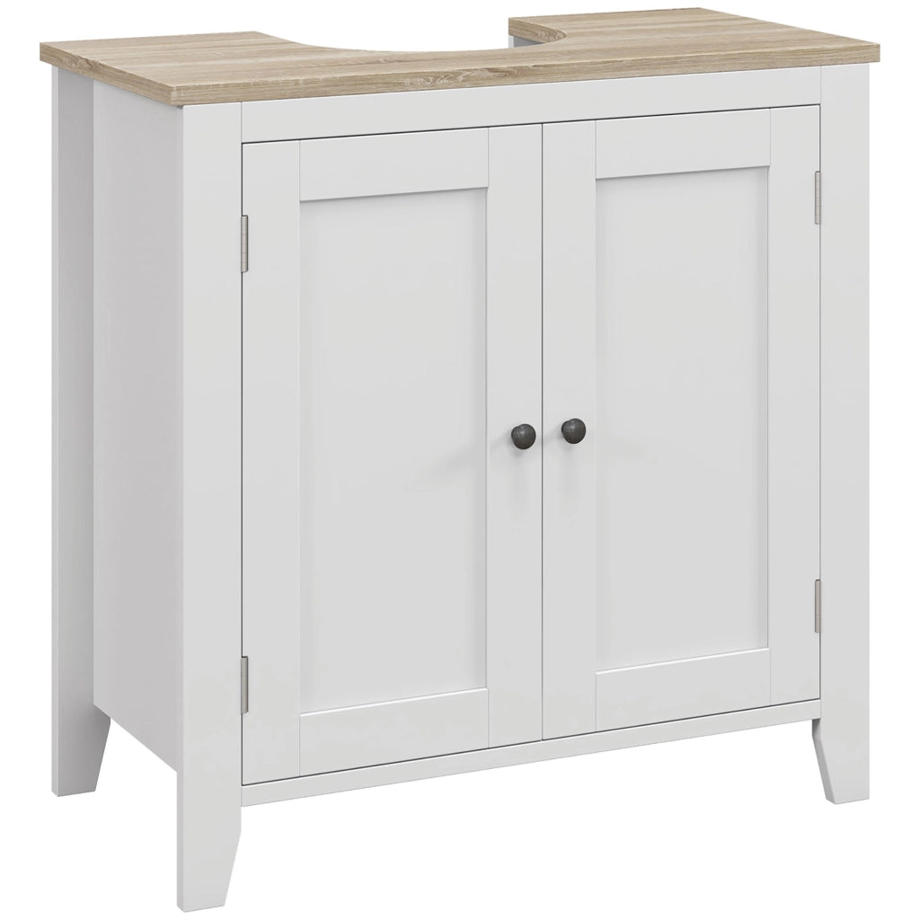 Mobile Bagno Sottolavabo con 2 Ante e Ripiano Regolabile ¨C zephmum ¨C 60x30x60 cm Bianco