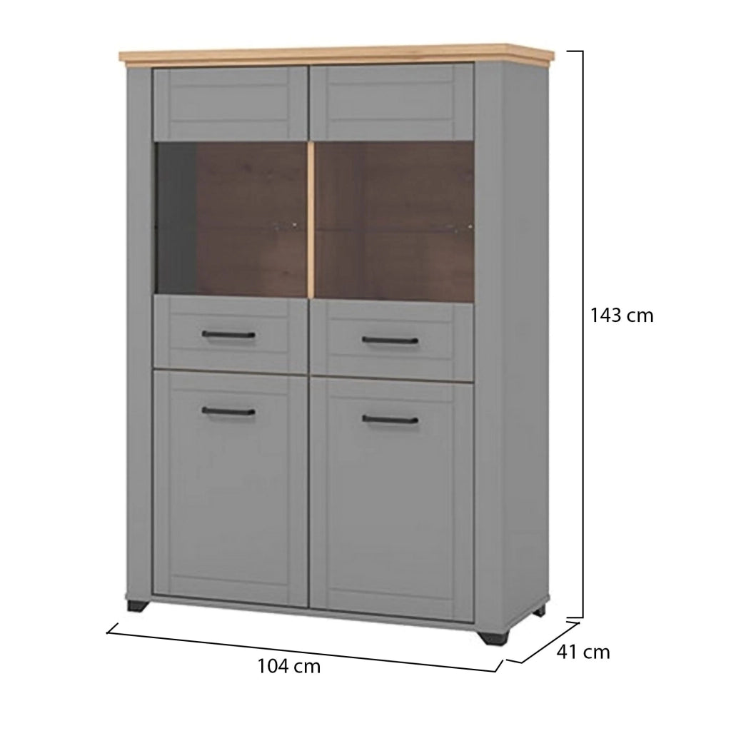 Mobile Espositore Sarconi, Vetrina 6 Ripiani, 103.5x41x143h cm Grigio