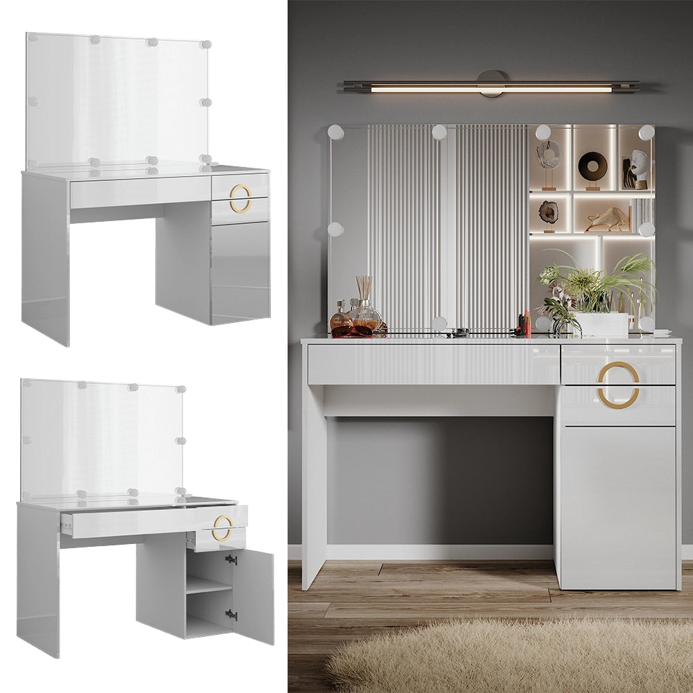 Vicco Tavolo da toeletta Bianco 115 cm con illuminazione a LED