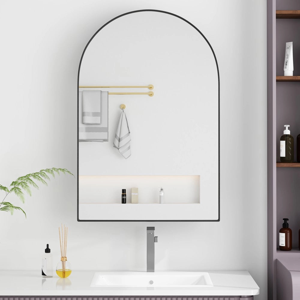Armadietto Specchio a Parete con Ripiani Regolabili ¨C MINIMAL ¨C Nero