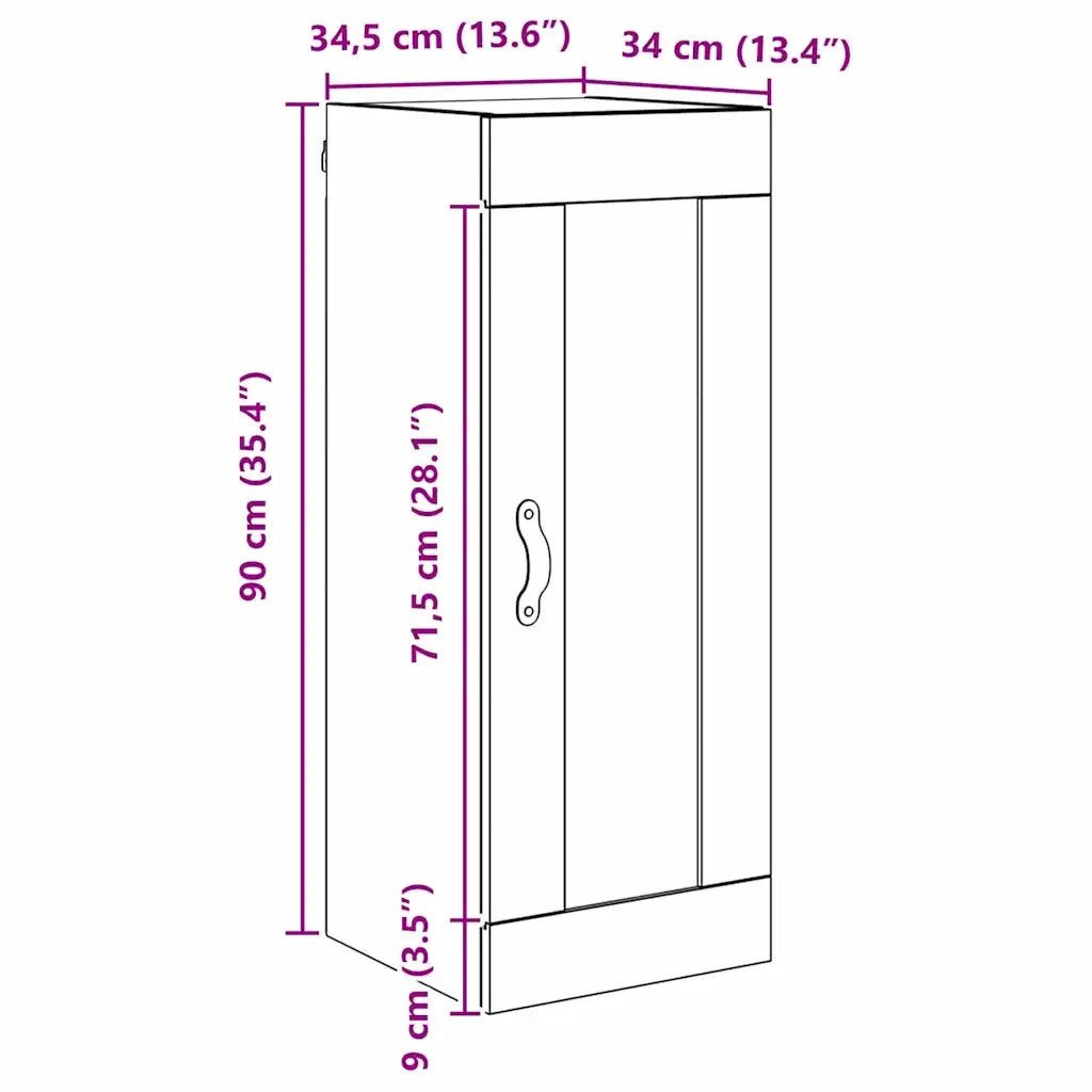 Pensile Rovere Nero 34,5 x 34 x 90 cm Legno multistrato 882435