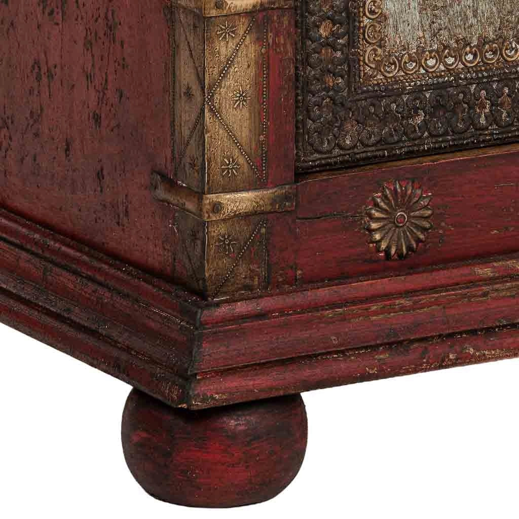 Comodino in legno rosso 50x40x59