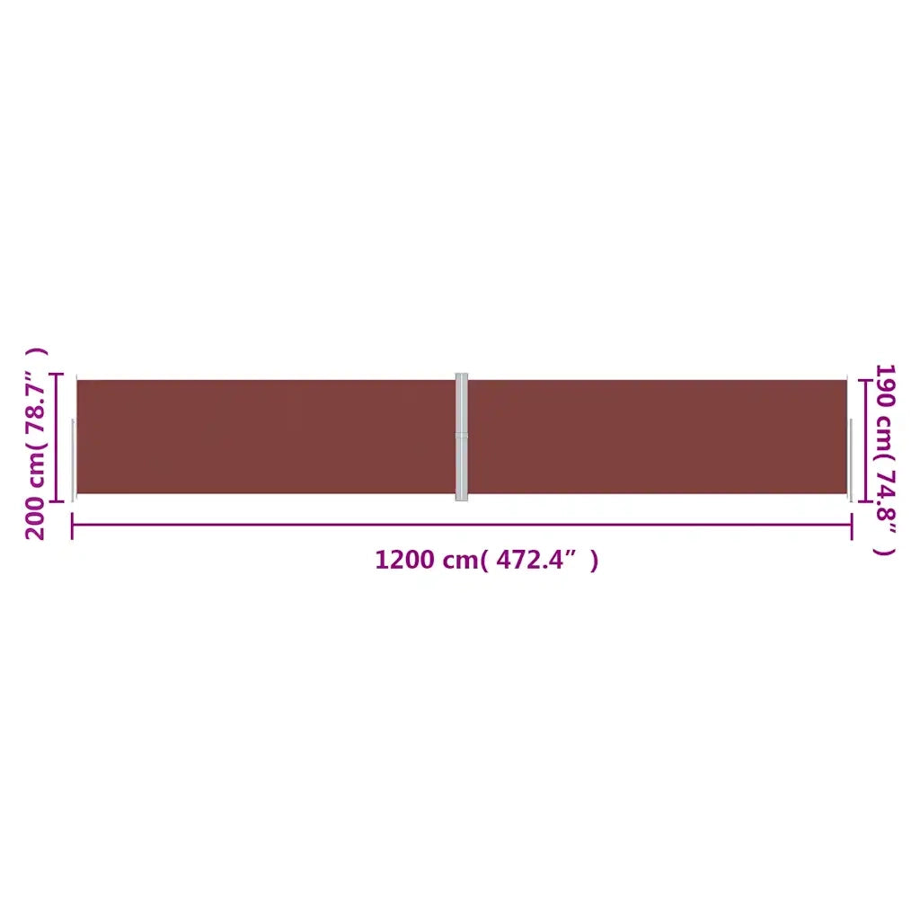Tenda da Sole Laterale Retrattile-Tenda parasole per balcone per giardino Marrone 200x1200 cm 524415