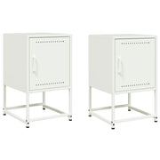 Set di 2 Comodini | Armadio da Notte | Mobiletto da notte Bianchi 36x39x60,5 cm in Acciaio