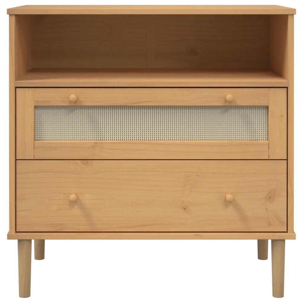 Credenza-Buffet-Armadio da cucina SENJA Aspetto Rattan Marrone 80x40x80 cm Massello Pino 838944