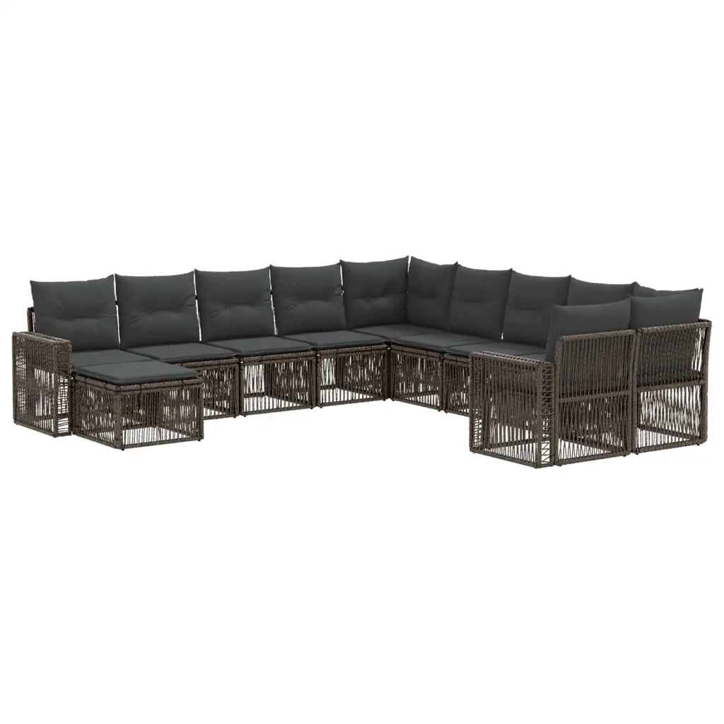 Set Divano da Giardino 11 pcs Grigio e Grigio Scuro polyrattan 3435323