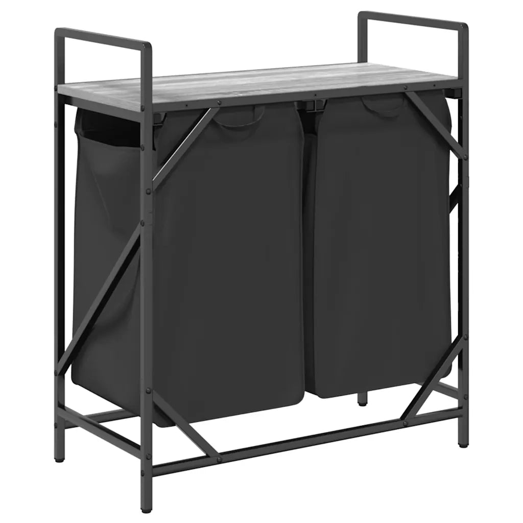 Cesto per la Biancheria 2 Scomparti con Ripiano Grigio Sonoma CFW2220612