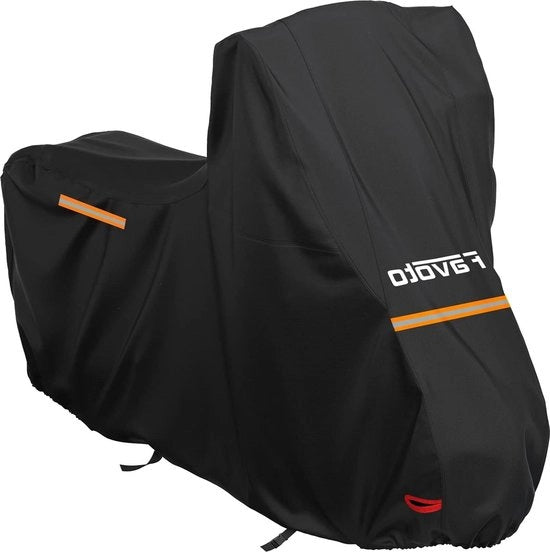 Copertura per Motocicletta All'aperto 210D Oxford 104 pollici - Copertura per Scooter Elettrico - Strisce Riflettenti - Nero - 265 cm x 105 cm x 160 cm Copri Motocicletta