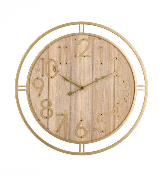 Orologio da Muro Ø 60 cm Ticking in Acciaio Oro e Legno