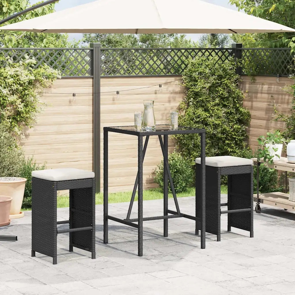 Sgabelli da Bar con Cuscini 2 pz Neri in Polyrattan CFW3794312