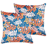 Set di 2 cuscini in velluto multicolore 45 x 45 cm motivo naturale soggiorno camera da letto