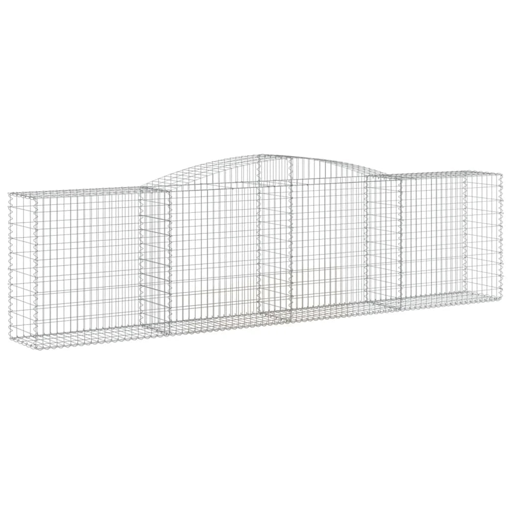 Set di 2 gabbioni ad arco per recinzione gabbia o muro di contenimento 400 x 50 x 100/120 cm ferro zincato argento 02_0041400