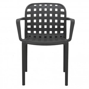 Sedia da Giardino Sharon 58x57,5x82,5 h cm in Polipropilene Grigio scuro