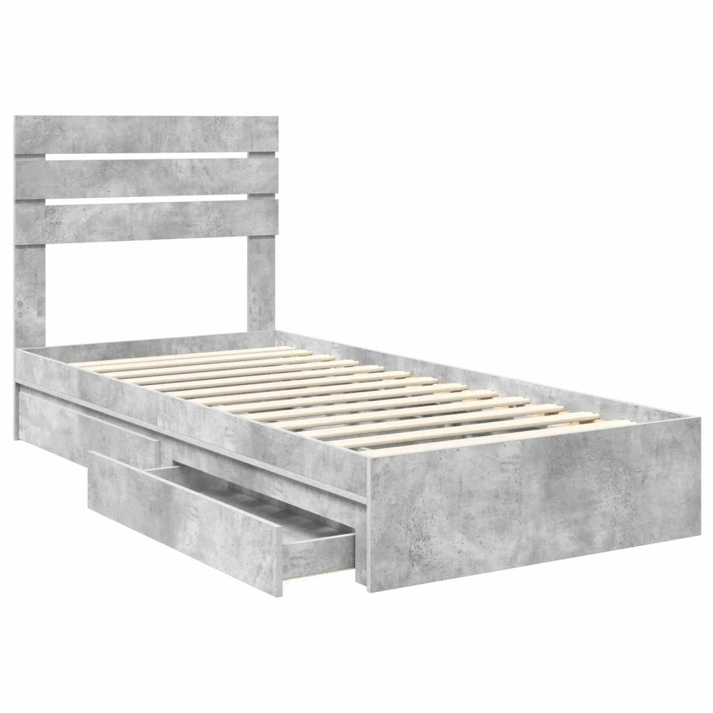 Letto con Contenitore con testiera Grigio cemento 90 x 200 cm