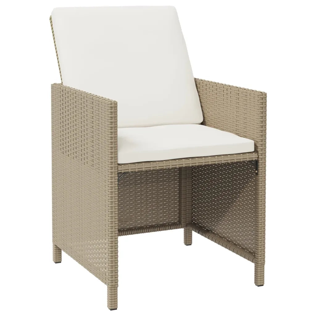 Set da Pranzo per Giardino 9pz con Cuscini in Polyrattan Beige cod mxl 38595
