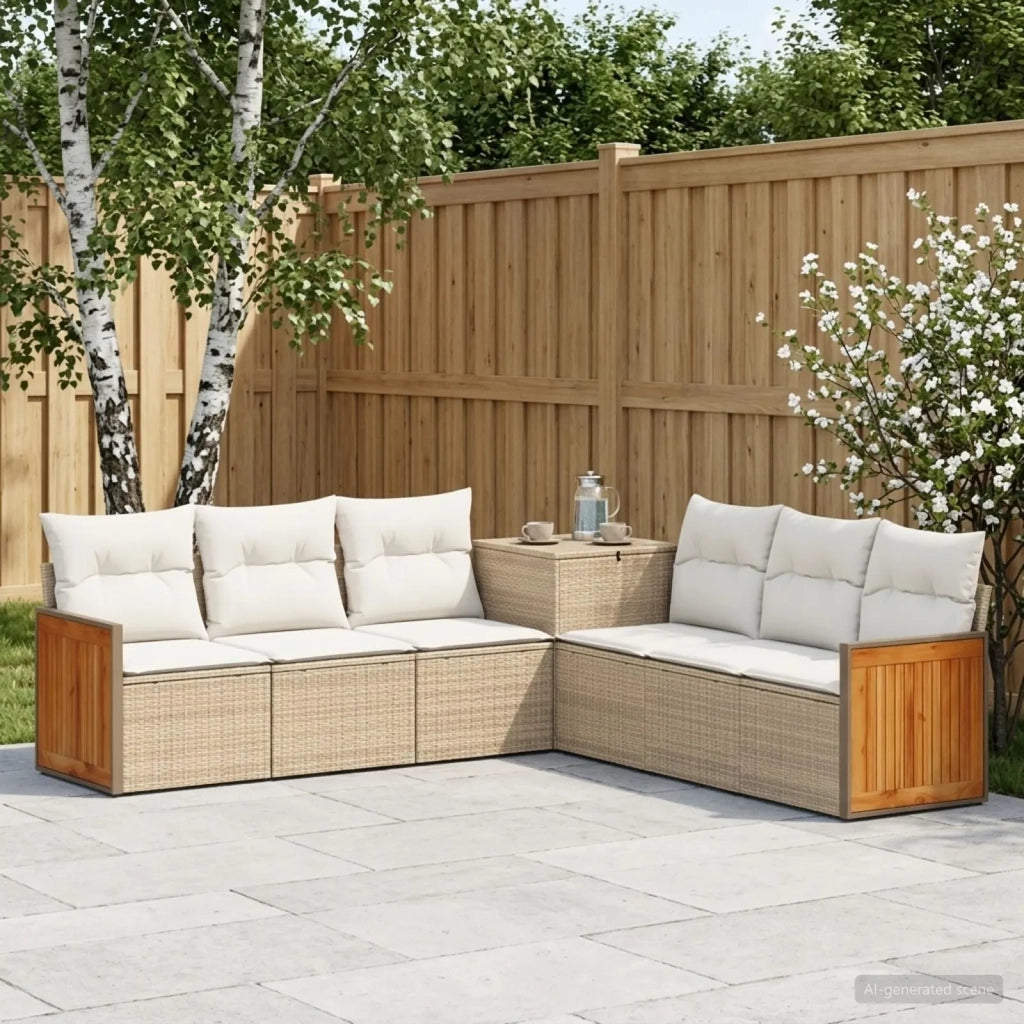 Set di divani 7 pz Beige e Bianco Crema 3448892