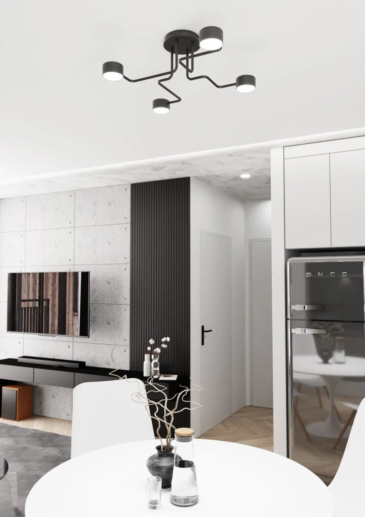 Plafoniera Moderna Ade Acciaio Nero 4 Luci Gx53 Ip20