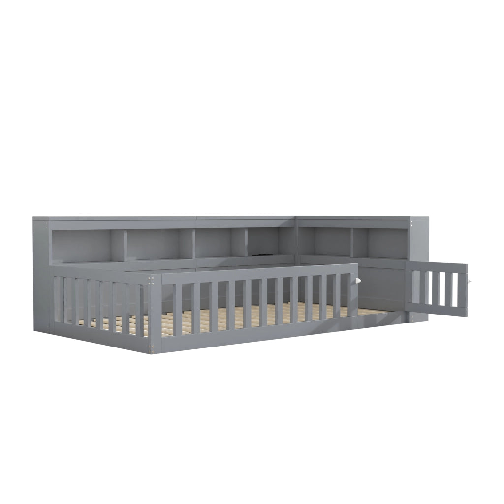 Daybed 90x200 cm con staufach; prese USB e struttura in truciolare e MDF; grigio
