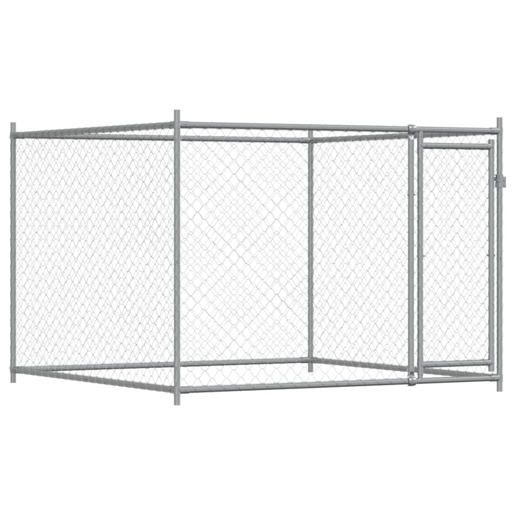 Trasportino per cani con porta 4 x 2 x 1,5 m acciaio zincato grigio 02_0041619